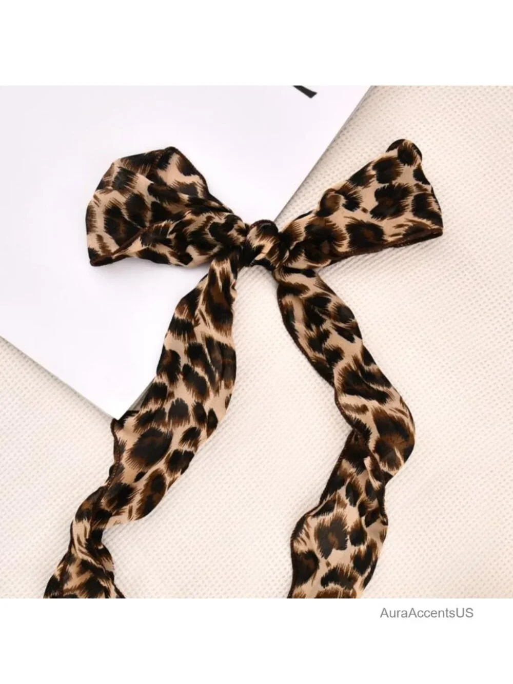 Leopard Print Long Thin Scarf Women's Fashion Silk Neck Scarf Headscarf Handbag